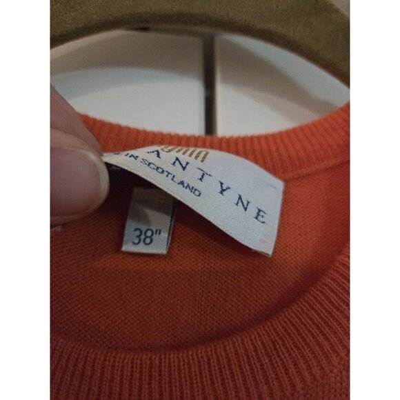 I. Magnin By Ballantyne Merino Wool Short Sleeve Sweater Sz 38 Orange Elevated - Picture 7 of 12
